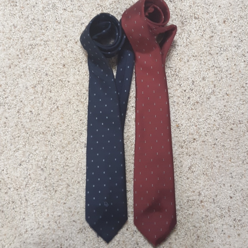 Vintage Christian Dior blue red Signature Ties